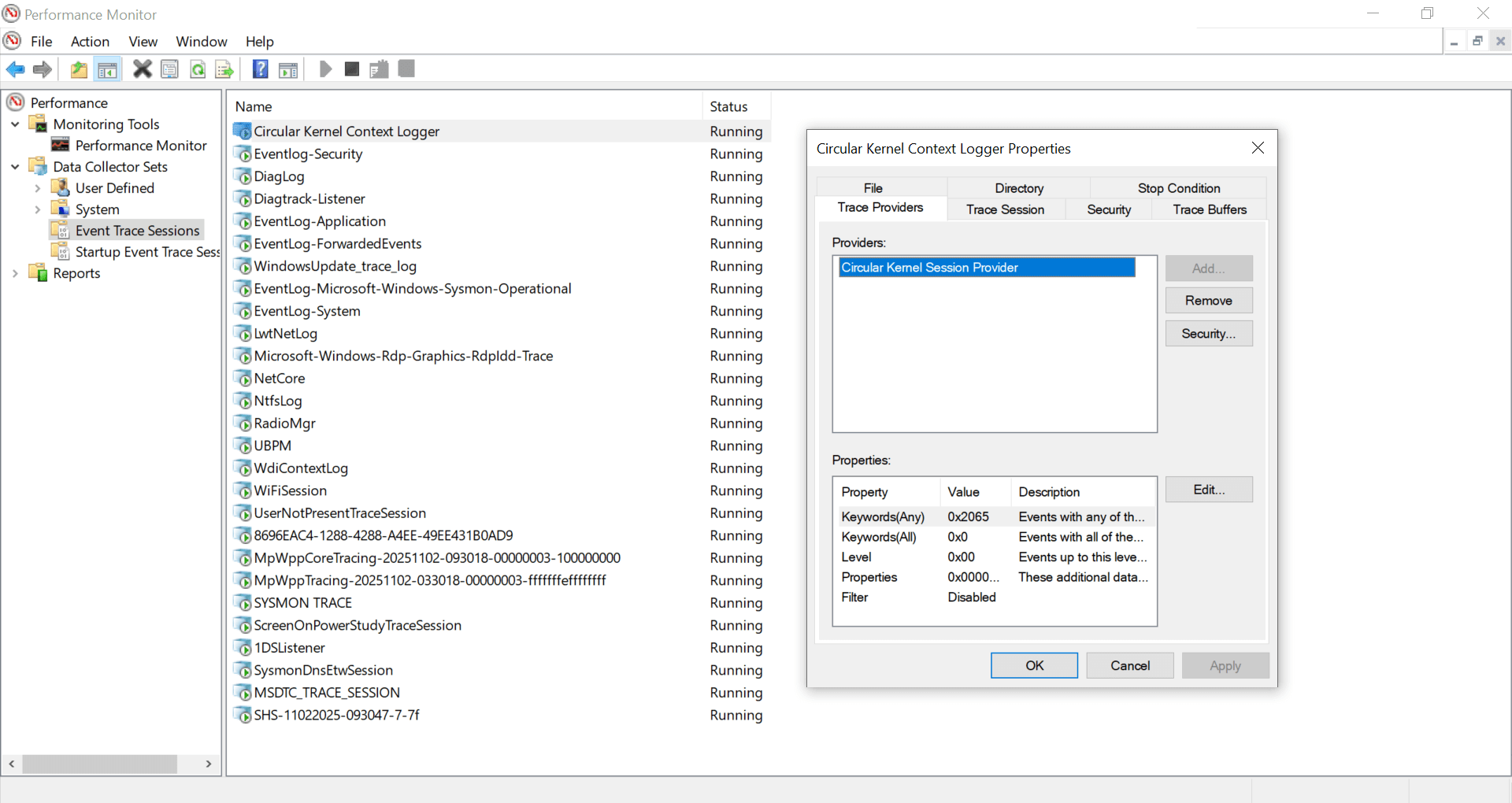 Performance Monitor Circular Kernel Context Logger